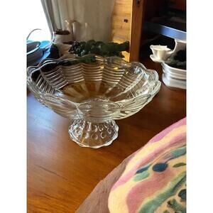 Anchor Hocking Fire King Clear Compote Candy Dish Hobnail Pedestal 6"
